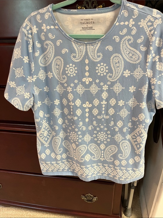 Talbots Tops - Talbots Light Blue Paisley & Floral Short Sleeve Tee